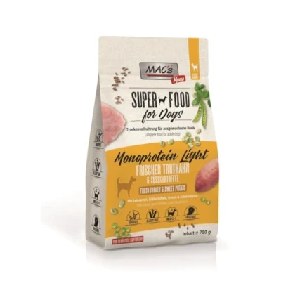 Afbeelding van MAC&#039;s Dog Mono Senior/Light 750 g Graanvrij droogvoer voor oudere of te zware honden met kalkoen &amp; zoete aardappel Geschikt allergieën
