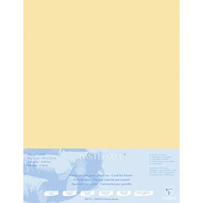 Afbeelding van Clairefontaine 496023C Verpakking (met 5 tekenbladen pastelmat op karton gelamineerd 1800 µm, 50 x 70 cm, ideaal voor droogtechnieken en pastel) maïsgeel