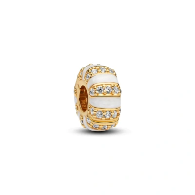 Afbeelding van Pandora 763785C01 Stones &amp; Enamel Clip Bedel inStock horloge GoudkleurWit