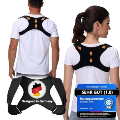 Afbeelding van Houdingcorrectie Heren Dames Innovatieve Rugsteungordel: Back Posture Houding Correctie Riem voor Mannen en Vrouwen Verstelbare Ademende Trainer + Ebook Guide (XL XXL)