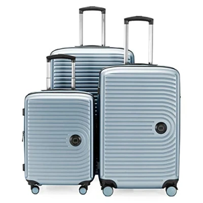 Afbeelding van HAUPSTSTADTKOFFER Mitte set van 3 koffers handbagage koffer 55 cm, middelgrote 68 cm + grote reiskoffer 77 harde schaal ABS, TSA, Zwembad blauw