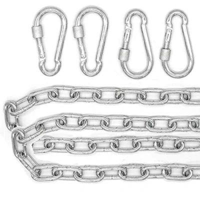 Afbeelding van 2x 230kg Ketting voor Hangstoel 100cm Ophanging 4 Karabijnhaken Schommel Hangmat