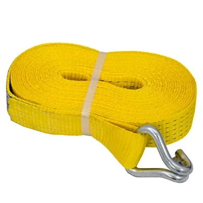 Afbeelding van Petex 43193619 spanband zonder ratel 1 delig, 9,6 m, 50 mm, 2500/5000 daN, dubbele puntenshaak, geel
