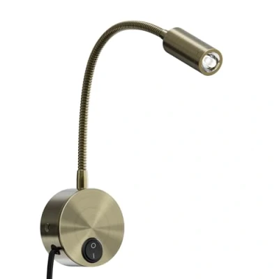 Afbeelding van LMAMZ Flexibele Zwanenhalslamp Wandmontage, Plug in Wandleeslamp met Schakelaar, Brons Bedrade Bedlamp voor Slaapkamers, 360 Draaibare Wandlamp Woonkamer Kantoor Bedlezing, 3W,Eu