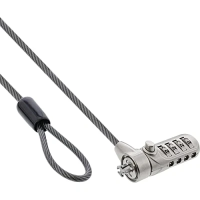 Afbeelding van InLine® Veiligheidsslot voor laptop, met 4 cijferige codecombinatie, 4.4mm x 2m