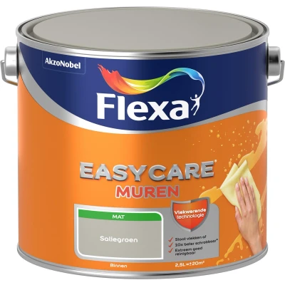 Afbeelding van flexa easycare muurverf mat saliegroen 2.5 ltr