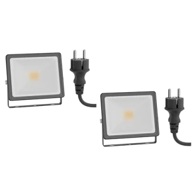Afbeelding van ledscom.de 2 LED tuinspot FLIN voor buiten, IP66, stekker, zwart, 11,5 W, 837lm, warm wit