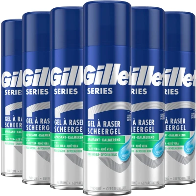 Afbeelding van 6x Gillette Series Scheergel Kalmerend Gevoelige Huid Aloe Vera 200ml
