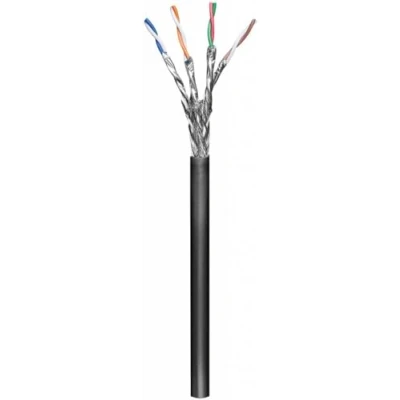 Afbeelding van S/FTP CAT6 Gigabit outdoor netwerkkabel met vaste aders AWG24 / zwart 100 meter