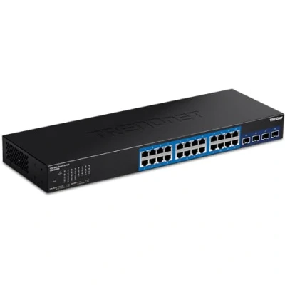 Afbeelding van TRENDnet, TEG 30284, 24 poorts Web Smart Switch, met x Gigabit poorten en 4 10G OptiPlex + slots,
