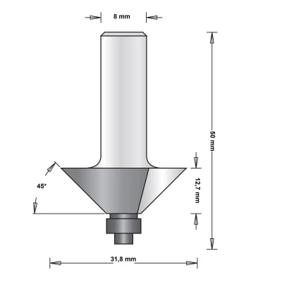 Afbeelding van Hitachi 8 mm hoekfrees met onderlager 31.8 x 50 45mm