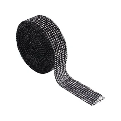 Afbeelding van 8 Rijen 10 Yard Diamond Mesh Wrap Roll Sparkling Crystal Ribbon Acryl Strass Lint Voor Bruidstaarten Diy Crafts Decoraties (Zwart)