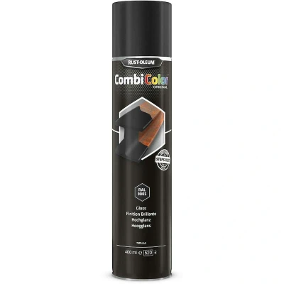 Afbeelding van rust oleum combicolor hoogglans ral 9005 zwart 400 ml spuitbus