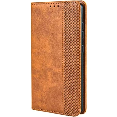 Afbeelding van TEYYOS Lederen folio hoesje voor Xiaomi 14T Pro, premium PU/TPU portemonnee hoes met kaartsleuven en geldvakken, magnetische sluiting bruin