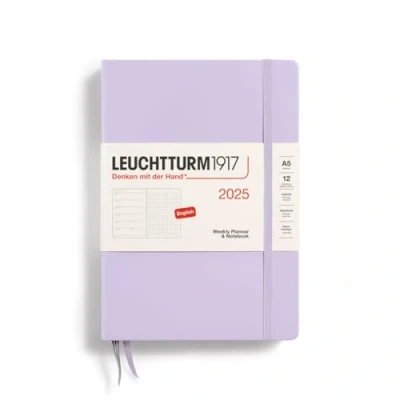Afbeelding van LEUCHTTURM1917 370661 weekkalender &amp; notitieboek gestippeld medium (A5) 2025, lila, Engels
