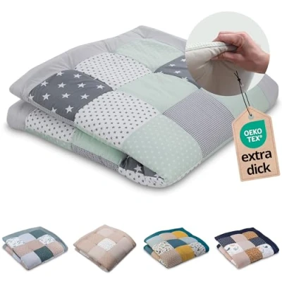 Afbeelding van ULLENBOOM ® kruipdeken l speeldeken in de maten 140x140 cm, ideaal speelkleed voor box I mint grijs