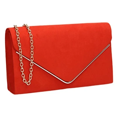 Afbeelding van SwankySwans Vrouwen Oscar Envelop Suede Velvet Party Prom Clutch Bag Clutch, Oranje (oranje)