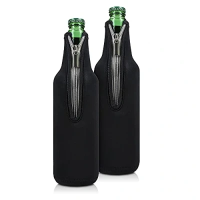 Afbeelding van kwmobile 2 Flessenkoeler geschikt voor 330 500ml fles bier en andere koude drankjes Van geïsoleerd neopreen Hoes in zwart.