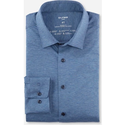 Afbeelding van OLYMP 24/7 modern fit overhemd mouwlengte 7 tricot lichtblauw Strijkvriendelijk Boordmaat: 38