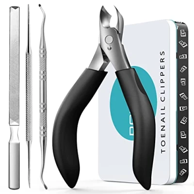 Afbeelding van RONAVO Precisie nagelschaar, teennagelset, robuuste professionele nagelknipper voor dikke en ingegroeide teennagels, grote teennagelschaar ouderen, heren/vrouwen, metalen geschenkdozen