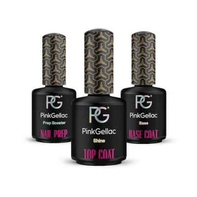 Afbeelding van Pink Gellac Gellak Set met 3 x 15ml Base Coat Top Nail Prep Gel Nagellak voor Thuis
