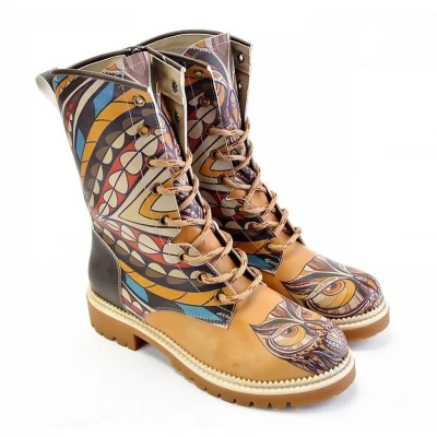 Afbeelding van Goby Bohemian Vibes Dames Veterboots Handgemaakt Vegan Leer Maat 37
