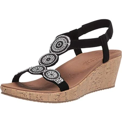 Afbeelding van Skechers Beverlee Date Glam, damessandalen met sleehak, Cruz V2 vers schuim, 38 EU
