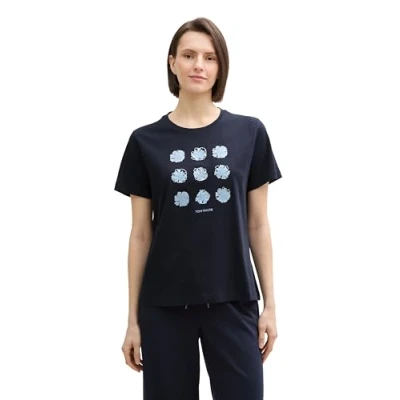 Afbeelding van TOM Tailor CREW NECK Tshirt print, Dames, Maat: Large, Sky captain blue