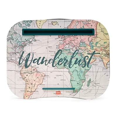 Afbeelding van Legami Notebook standaard, 44 x 33,5 cm, laptop tray, sleuf voor tablets, reisdesign, zacht kussen met bekleding, draaggreep aan de zijkant