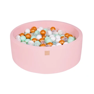 Afbeelding van Katoenen Ballenbak in Licht Roze Kleur Ballenbakje België Wit/Goud/Transparant/Munt