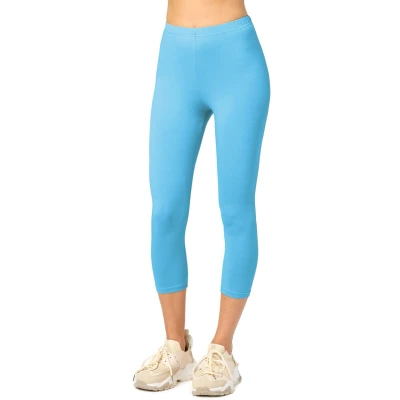 Afbeelding van Merry Style MS MS10 199 LE Dames Capri Leggings Sport Vrijetijdsbroek 3/4 Lengte Katoen Sporbroek Yogabroek Turquoise S