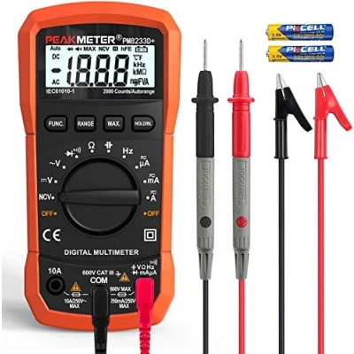 Afbeelding van Digitale multimeter, Peakmeter Automatische True RMS NCV AC/DC Spanningsstroomdetector Multimeter met LCD Display en Achtergrondverlichting Weerstand, Frequentie, Continuïteit, Capaciteit, Diode