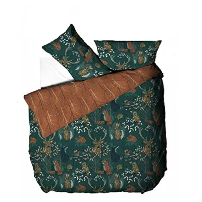 Afbeelding van furn Forest Fauna dekbedovertrekset, smaragd, tweepersoons