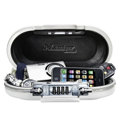 Afbeelding van Draagbare kluis MasterLock Safe space met combinatieslot en kabel wit