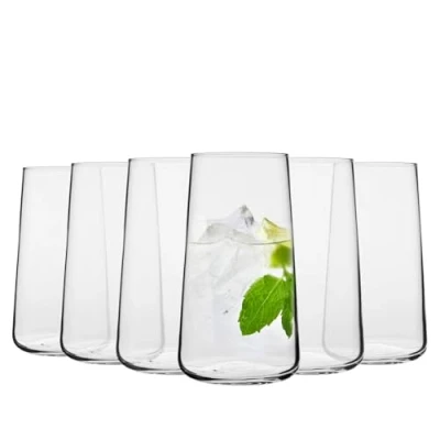 Afbeelding van Krosno glazen voor water, sap en andere dranken Elegant ontwerp Set van 6 Inhoud 600 ml Infinity collectie Ideaal thuis, restaurants, feestjes Vaatwasmachinebestendig