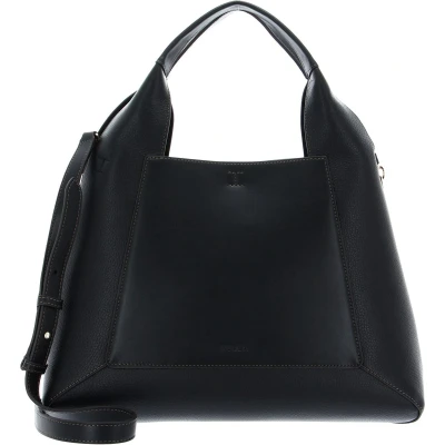Afbeelding van FURLA Leren Schoudertas Handtas Gilda Tote Bag Nero + Marmo c Zwart Crème