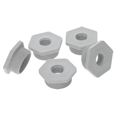 Afbeelding van Kalitec G6252000 reductie M25/M20 kunststof lichtgrijs, verloopstuk kabelschroefverbinding zeskant, M20 binnendraad, M25 buitendraad, IP68, 5 stuks