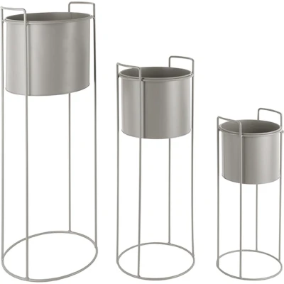 Afbeelding van Plant pot set Essence round iron warm grey Majorr