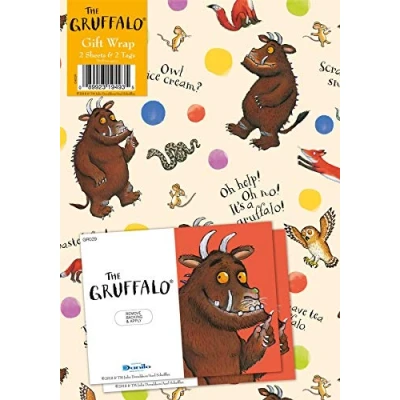 Afbeelding van The Gruffalo Cadeaupapier 2 vellen en labels, Childrens Presents Cadeauverpakking, Klimaat Pledge Vriendelijke Geschenkverpakking, Recyclebare Officieel gelicenseerde