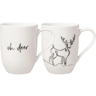 Afbeelding van Villeroy &amp; Boch Statement XMASset rendier, cadeauset 2dg.,porseleinen kopje wit, inhoud 280 ml