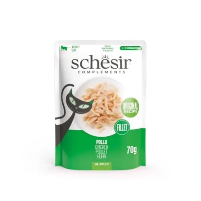 Afbeelding van Schesir, Kippenfilets in gelei, aanvullend natvoer voor katten, origineel recept, 100% natuurlijk, dierproefvrij, 12 x 70 g
