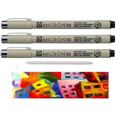 Afbeelding van Sakura Pigma Micron Black 03 .set 3 Fineliner