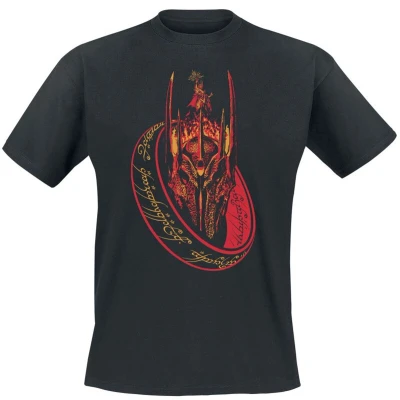 Afbeelding van The Lord Of Rings Sauron Ring T shirt zwart M Katoen Heren Fan merch, Film, TV series