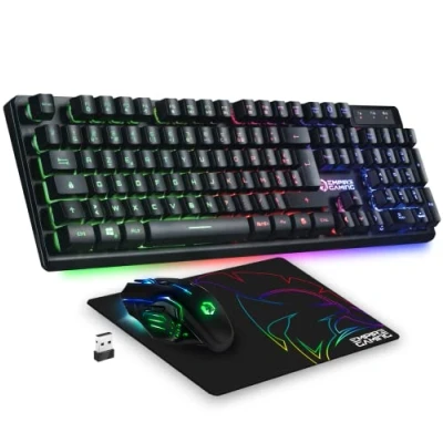 Afbeelding van Empire Gaming Armor RF800 Pack Clavier Souris sans Fil Wireless AZERTY (FR Layout) RGB avec Tapis de 2.4G 4800 DPI PC PS4 PS5 Xbox One/Series Mac