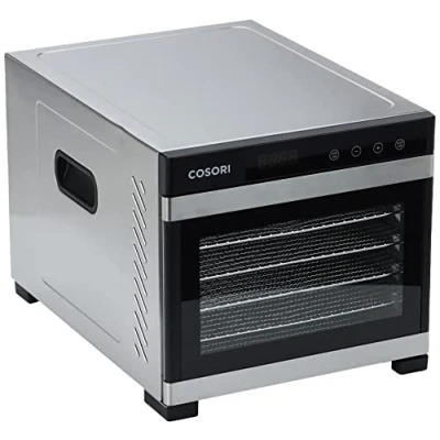 Afbeelding van COSORI Voedseldehydrator roestvrij staal, met 50 recepten, incl. 6 stalen droogbakjes, 3 droogroosters, droogmatten, groot oppervlak 0,6 m², 48 uur timer, led display (35 75 C) en 650 W