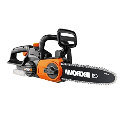 Afbeelding van Worx WG322E.9 Accu kettingzaag, 20 V, handige houtzaag voor gebruik in tuin en bouwwerkzaamheden, met 25 cm snijlengte automatische kettingspanning.