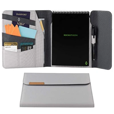 Afbeelding van Rocketbook Flip Capsule Folio Cover 100% Recyclebare met Penhouder, Magnetische Sluiting &amp; Binnenopslag Grijs, Executive Formaat (6&quot; x 8,8&quot;) (Cap FLP E CIN)