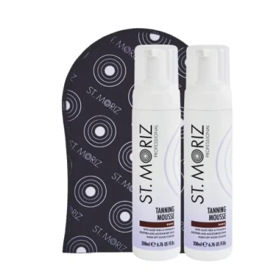 Afbeelding van St. Moriz Zelfbruinende mousse donker 2 x 200 ml 1 applicator