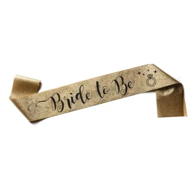 Afbeelding van OLILLY Bride to Be sjaal voor de aanstaande bruid (Glitter Gold), Gouden glitter., One Size