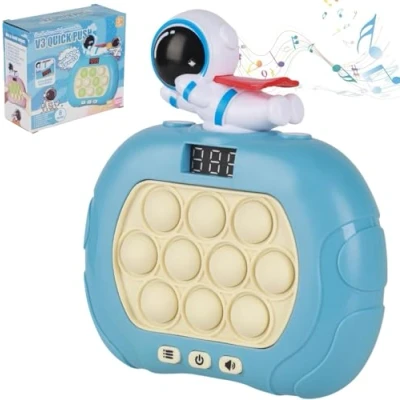 Afbeelding van Astronaut Blauw V3 Quick Push Pop It Spel Game Speelgoed Educatief Controller Fidget Toy Montessori Anti Stress Inclusief Licht en Geluidseffecten